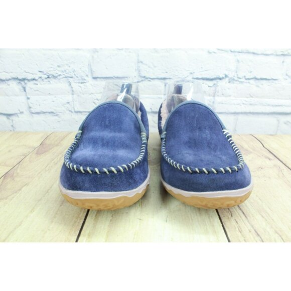 LL Bean Purple Suede Slip-On Fleece Lined Mountain Moccasin Slippers Size 8 M - Picture 4 of 9
